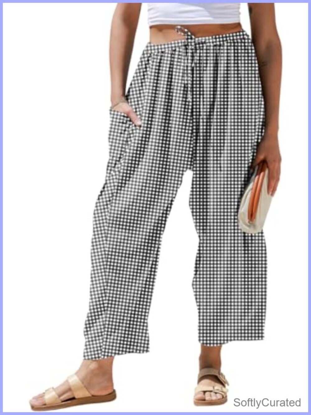 Linen Wide Leg Striped Palazzo Harem Pants Drawstring Casual